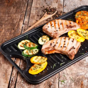 PLANCHA REVERSIBLE DE HIERRO FUNDIDO CURADO DE 47X25CM VICTORIA