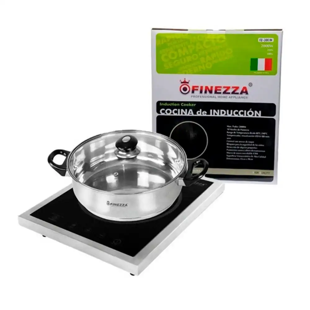 Cocina De Inducción Finezza De 1 Hornilla + Olla De Acero Inoxidable