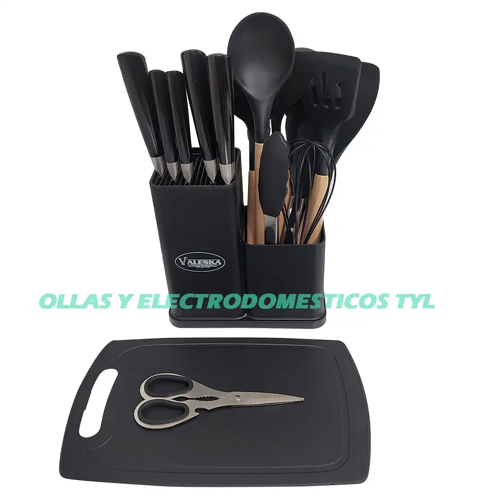 Utensilios de Silicona con Set de Cuchillos Para Cocina Valeska 19Pcs