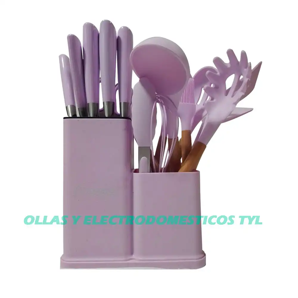 Utensilios de Silicona con Set de Cuchillos Para Cocina Valeska 19Pcs - Imagen 3