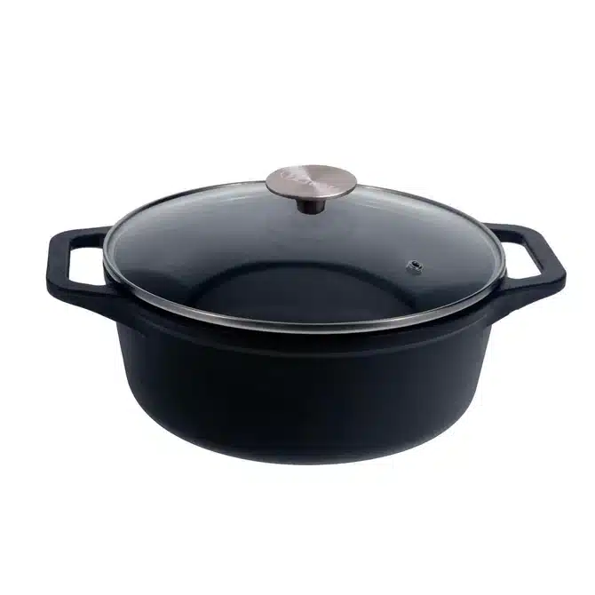 Olla Victoria de 24 cm-3.8LTS Hierro Fundido ESMALTADO con tapa de vidrio