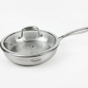SARTÉN VALESKA EN ACERO QUIRURGICO 24CM CON TAPA DE VIDRIO